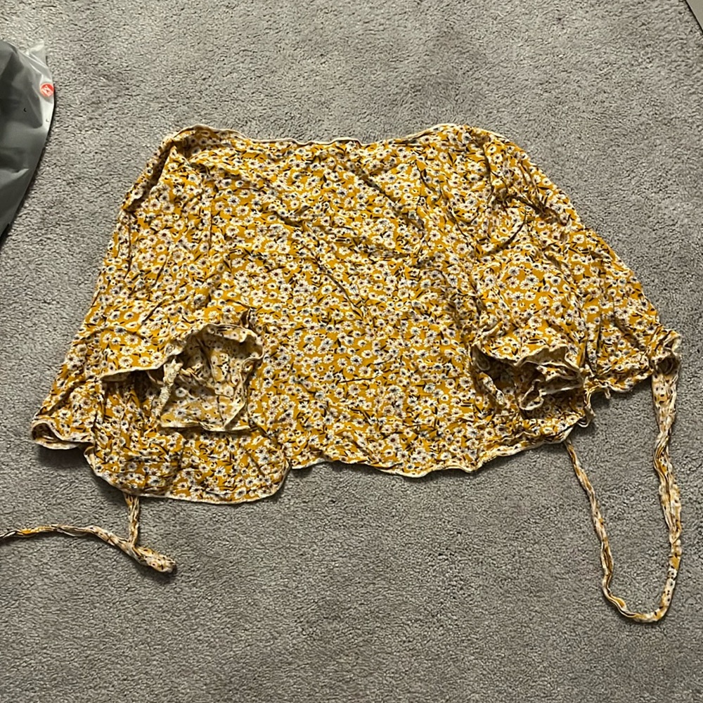 Yellow floral tie shirt